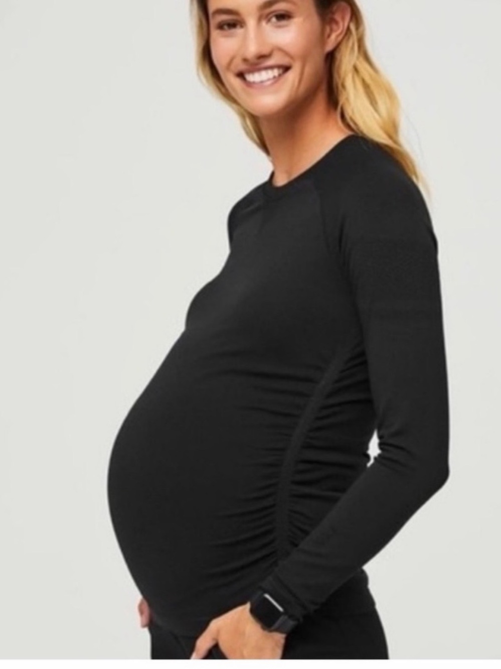 Figs Maternity Long Sleeve Tee in Black